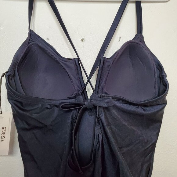 Shade & Shore Black Gray One-Piece Swimsuit Size 16 With Padded Cups Adjustable - Picture 7 of 9